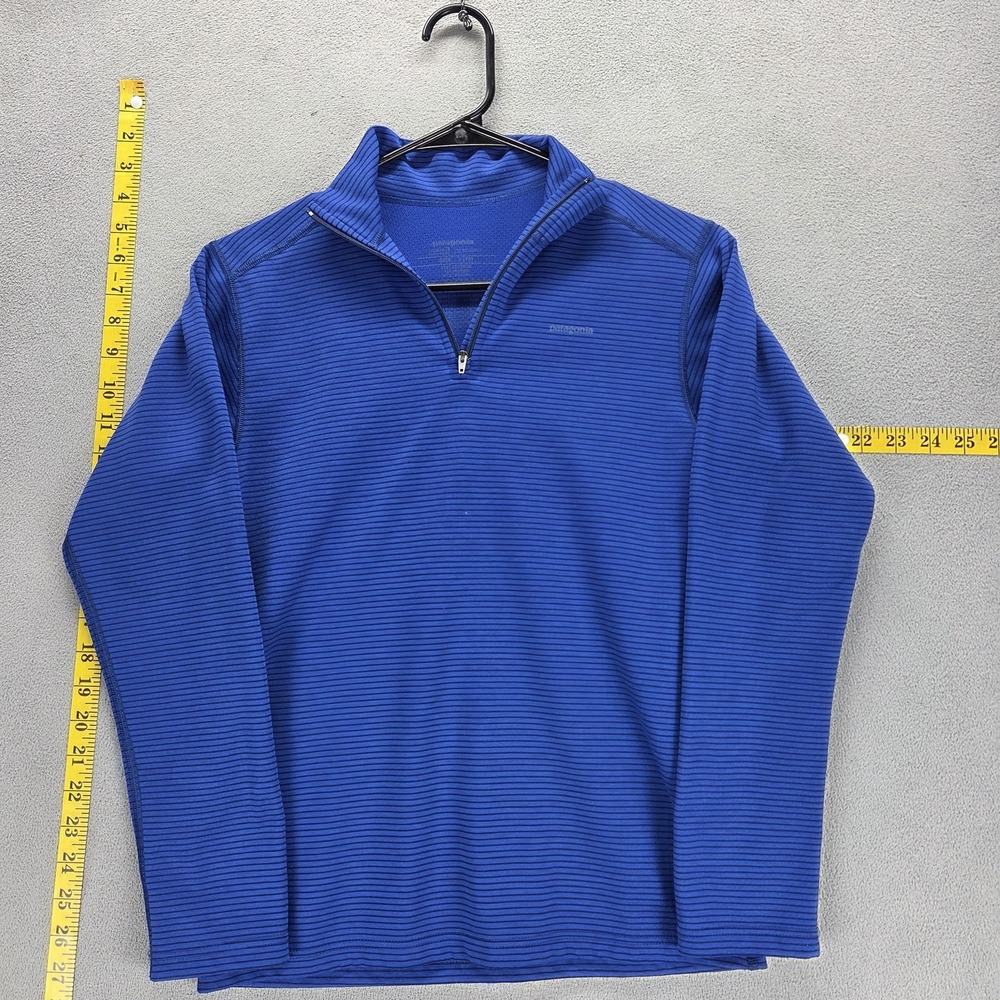 Patagonia Shirt Kids L Blue Capilene 3 1/4 Zip Mock Neck Long Sleeve